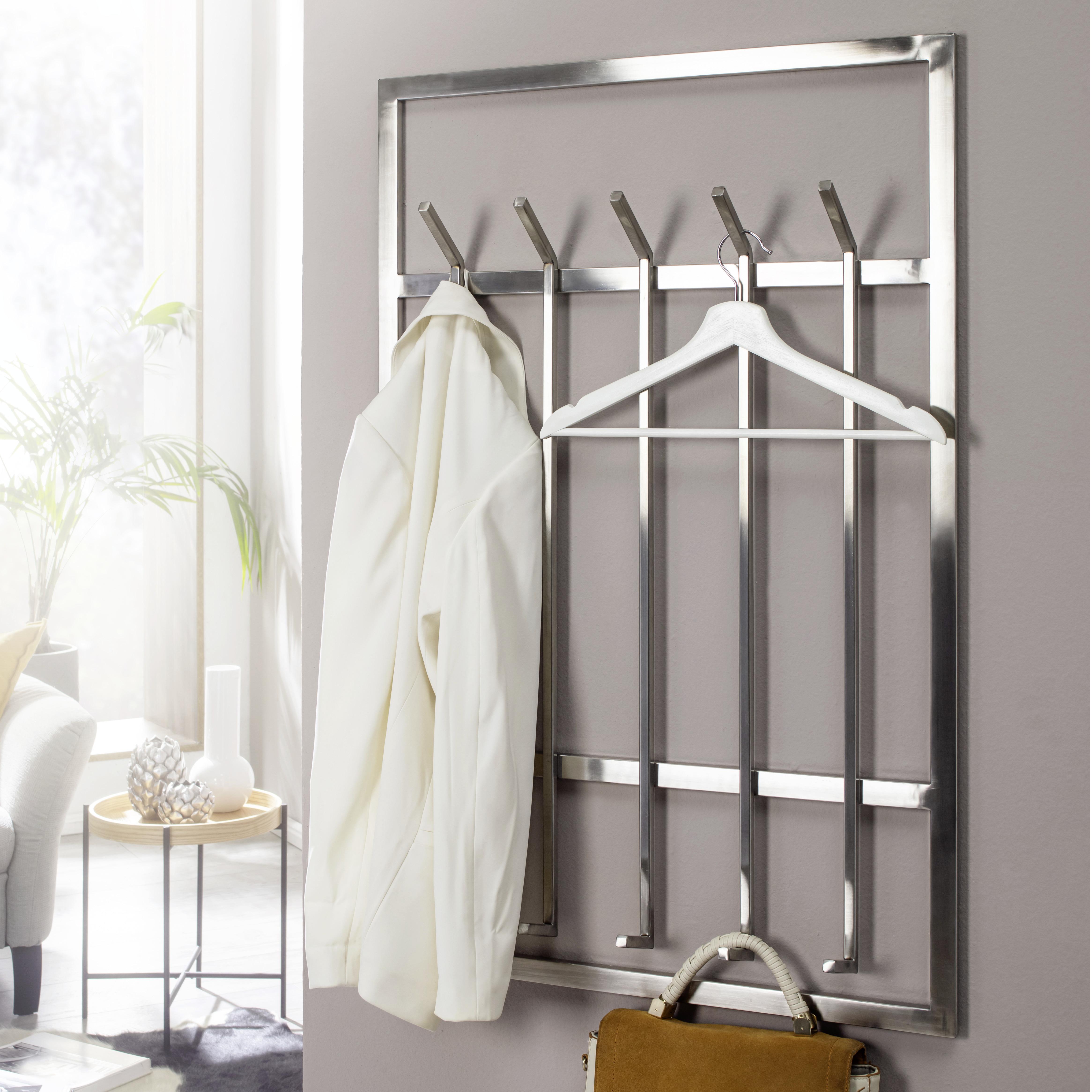 Wandgarderobe ca. 60x100x7,50 cm Silberfarben - Silberfarben, MODERN, Metall (60/100/7,5cm) - MID.YOU