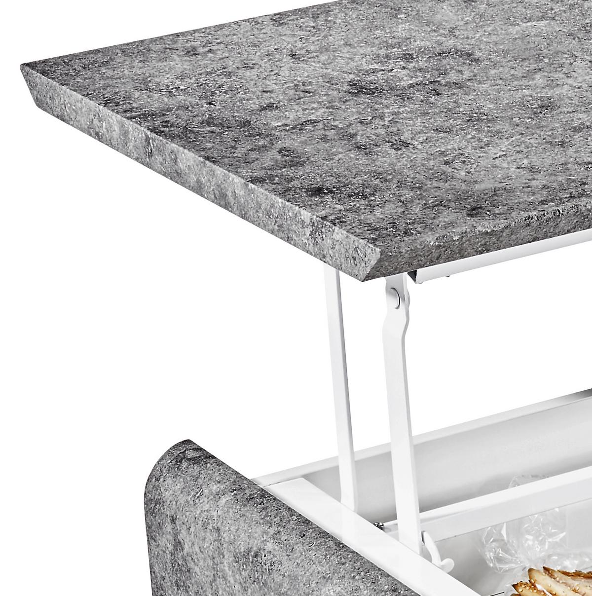 Klubska Miza Mailand, Siva, Bela, Nastavljiva - temno siva/bela, Moderno, kovina/leseni material (110/45-70,5/60cm)