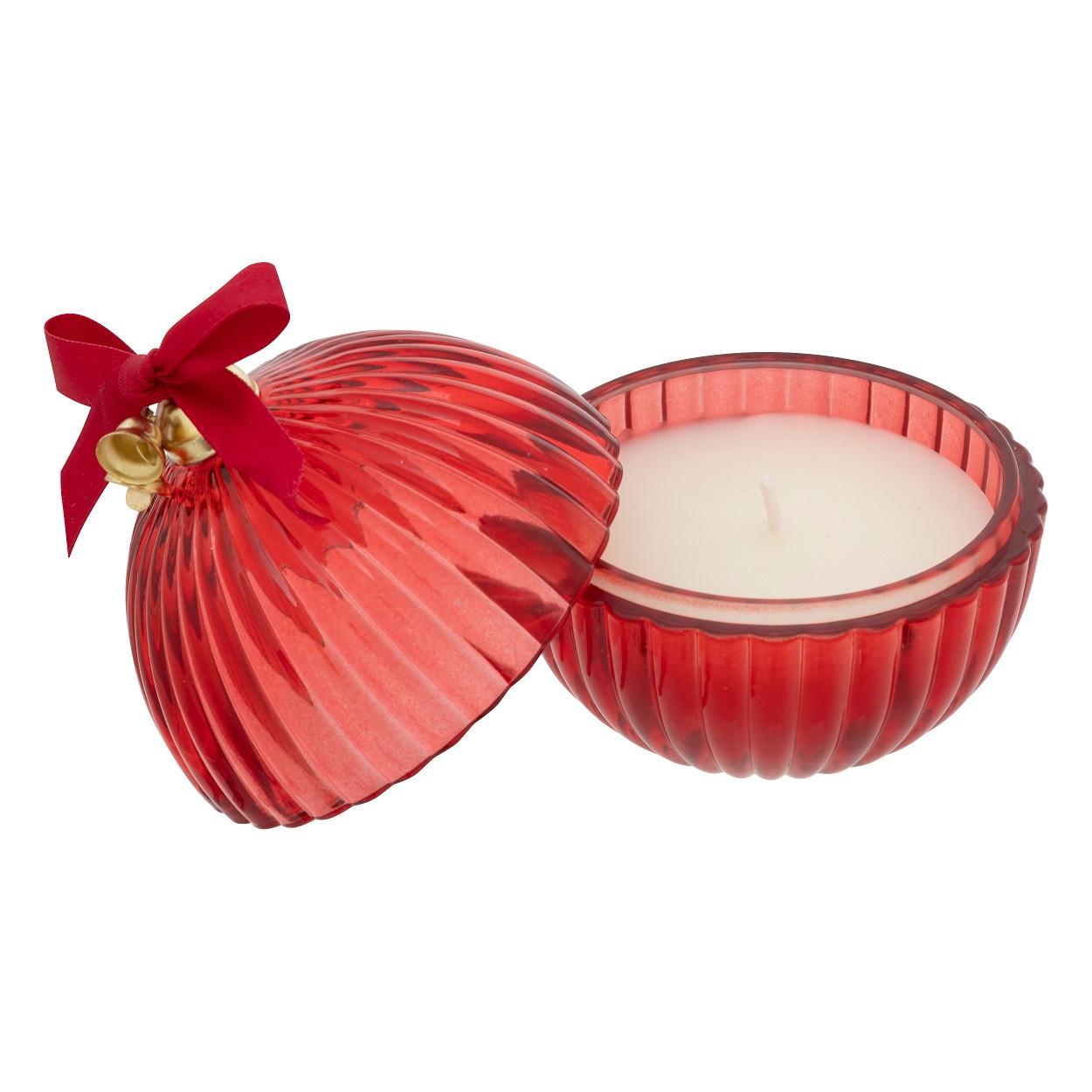 Svijeća U Čaši Ball - bijela/tamno zelena, Moderno (7,9/8,6cm)