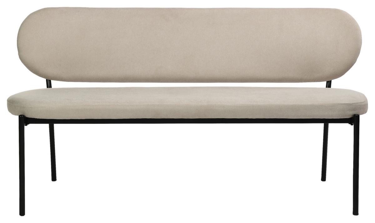 Sitzbank Jersey Taupe/Schwarz - Taupe/Schwarz, Design, Textil/Metall (160/82/62cm) - MID.YOU