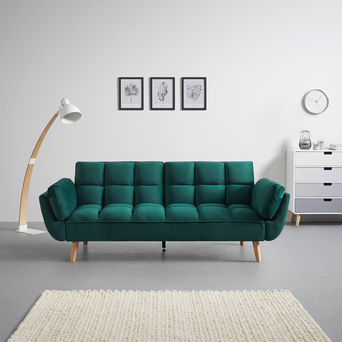 Trosjed Na Razvlačenje Cora - zelena/prirodne boje, Moderno, drvo/tekstil (214/92/81cm) - Bessagi Home