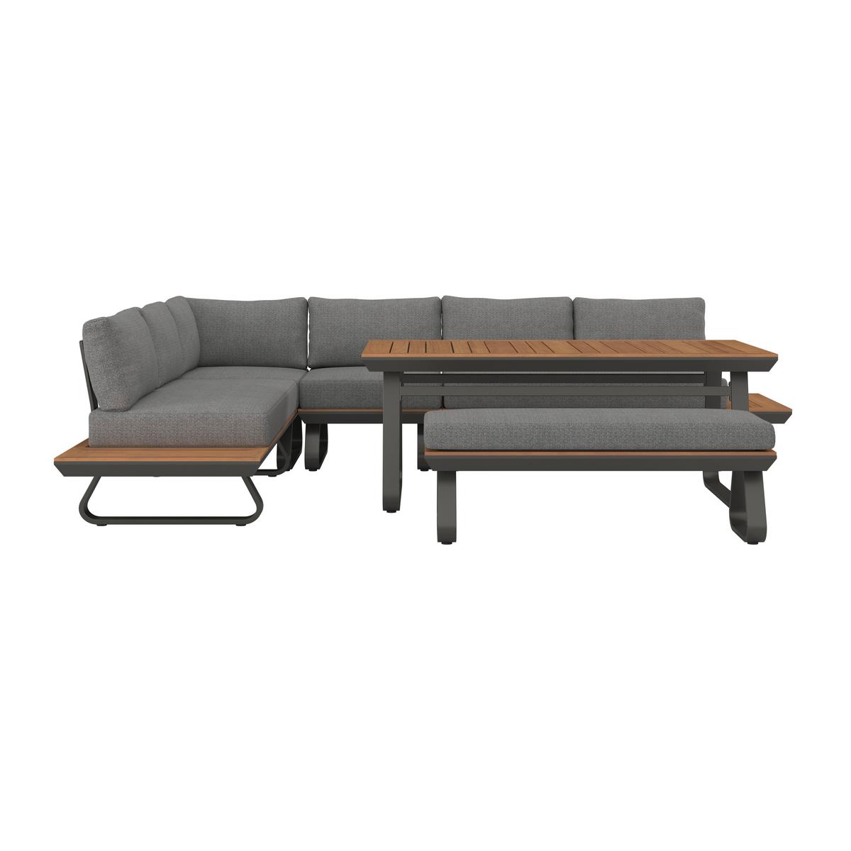 Garnitură grădină Emma - gri închis/antracit, Modern, plastic/metal (248/318/72cm) - Bessagi Garden