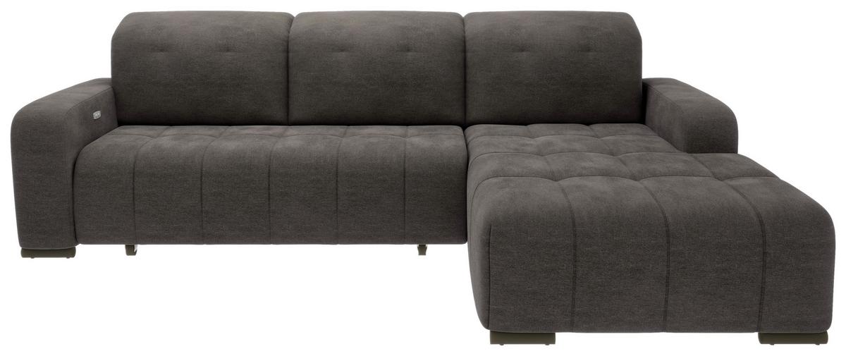 Wohnlandschaft Vicari Anthrazit Mikrofaser - Anthrazit/Schwarz, MODERN, Textil/Metall (185/292cm) - Livetastic