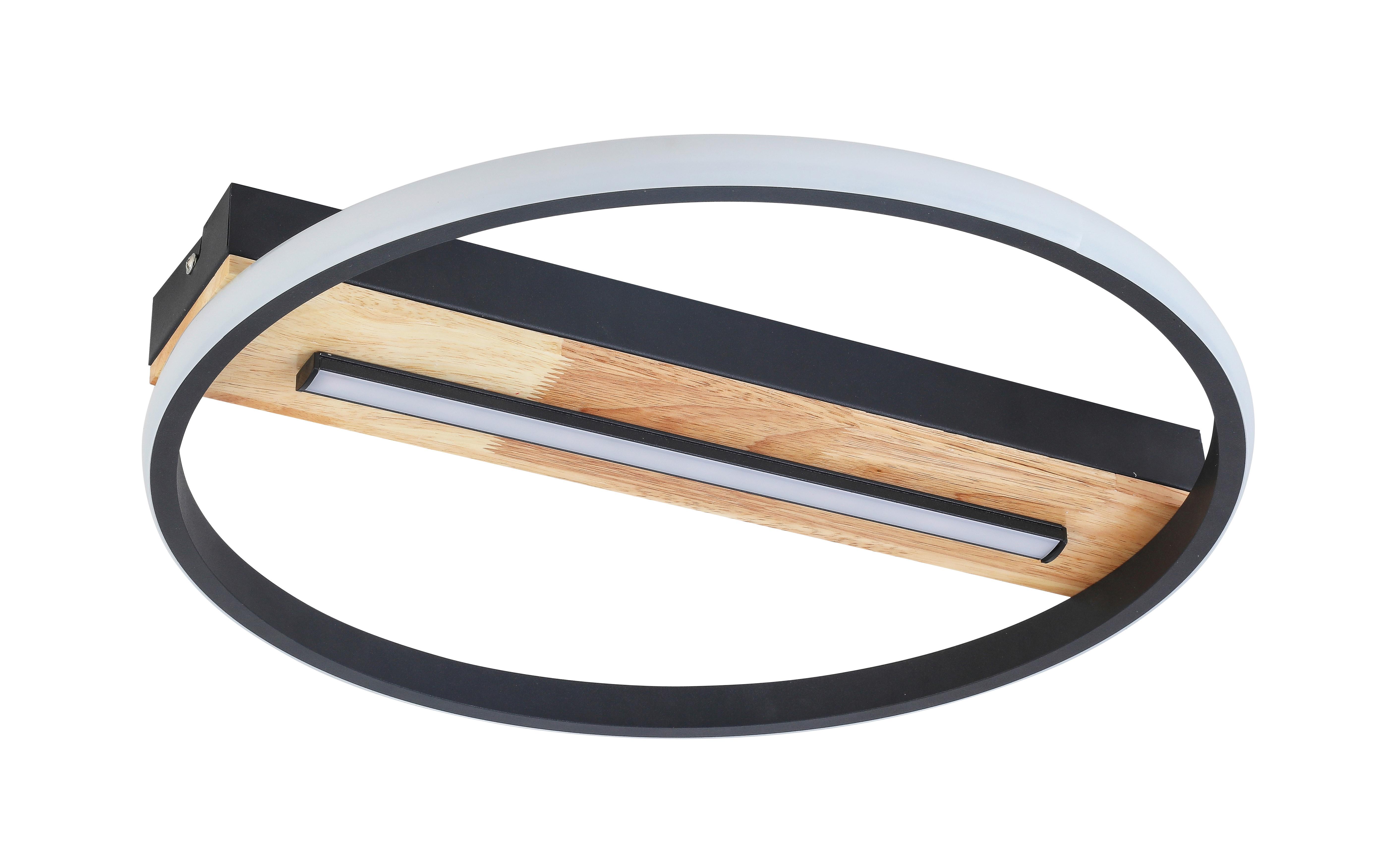 LAMPA SUFITOWA LED MIRJA - kolor dębowy/czarny, Modern, tworzywo sztuczne/metal (40/5,5cm) - Bessagi Home