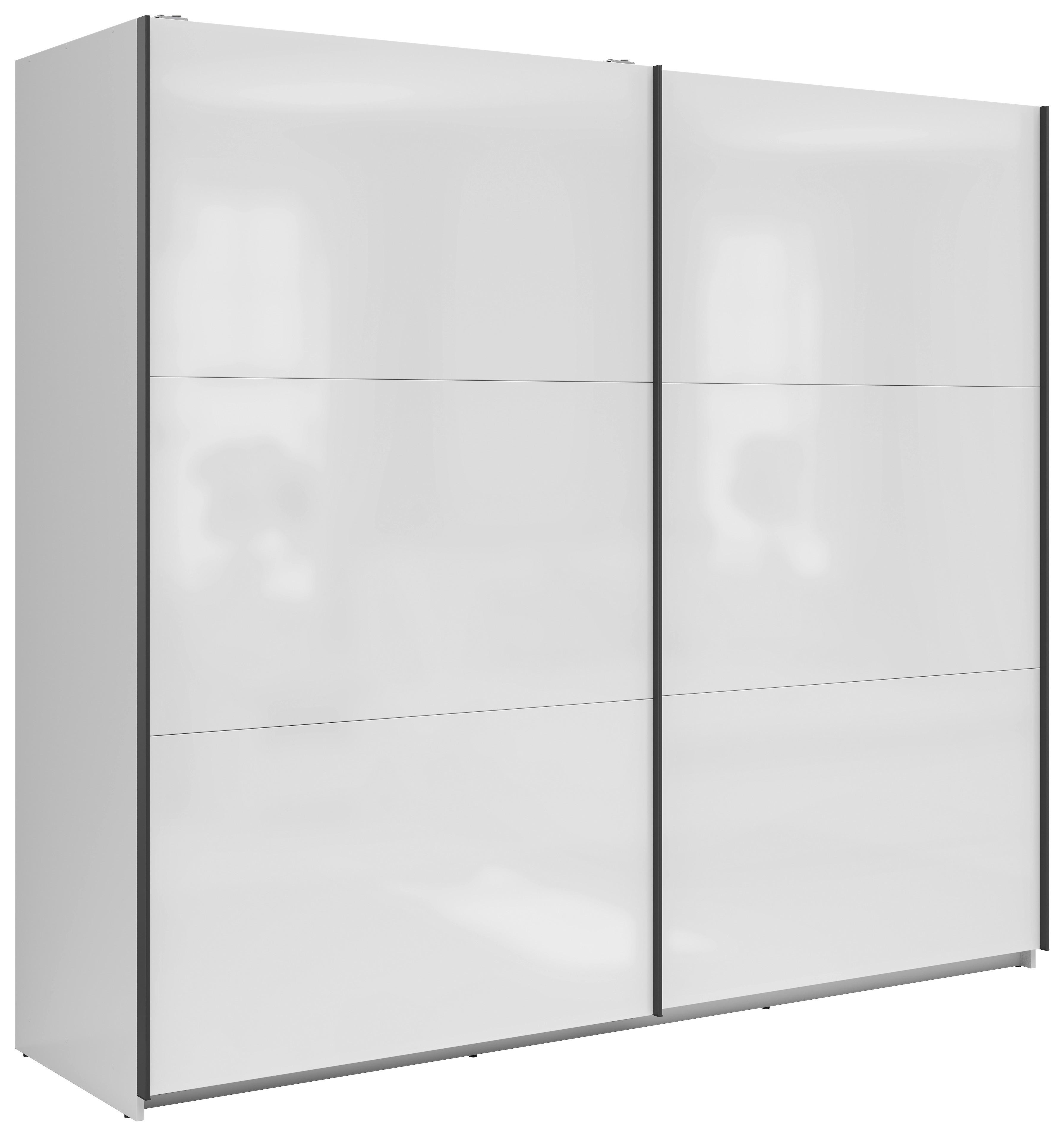 Ormar S Kliznim Vratima Tetrix - bijela visoki sjaj/antracit, Moderno, drvni materijal/metal (220/195,5/60cm) - Modern Living