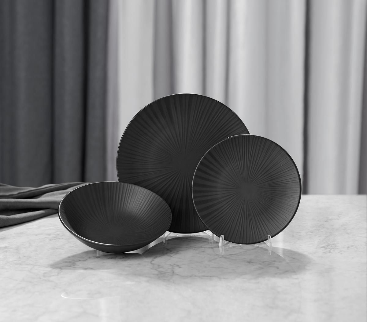 Tafelservice Black aus Steingut, 12-teilig - Schwarz, MODERN, Keramik - Premium Living