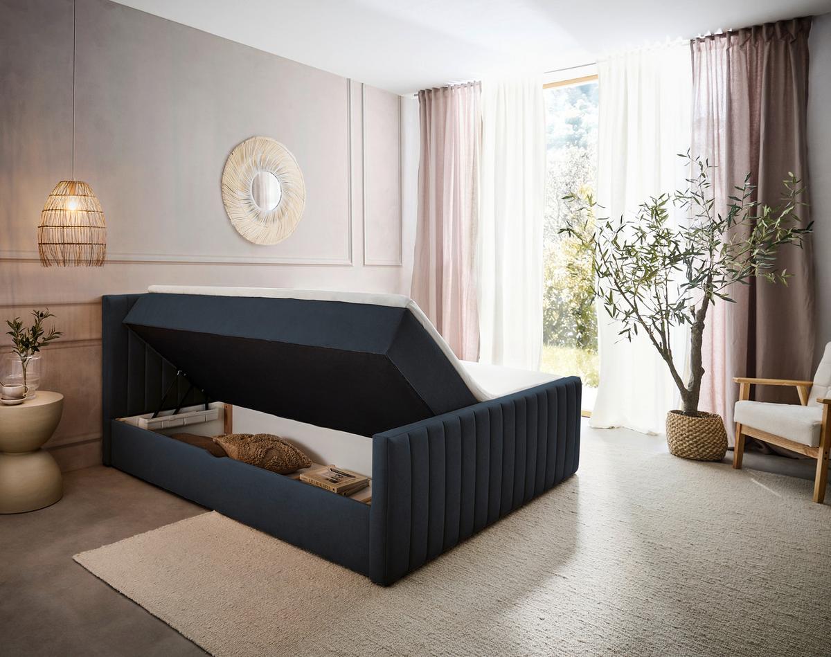 Box Krevet Sontje - crna/antracit, Konvencionalno, tekstil/plastika (160/200cm) - Modern Living