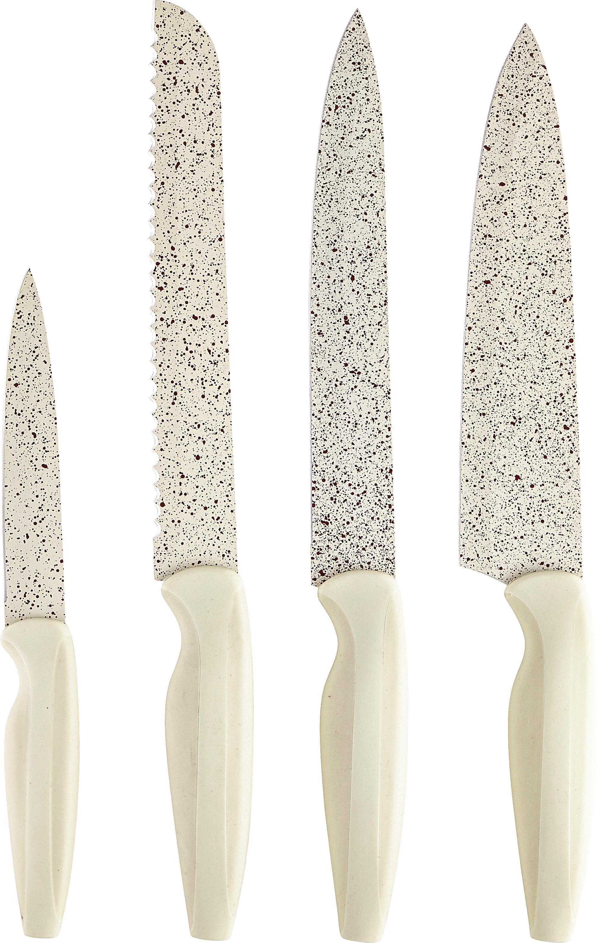 Messerset Marmor, 4-teilig - Creme, ROMANTIK / LANDHAUS, Kunststoff/Metall (20/30cm) - Premium Living