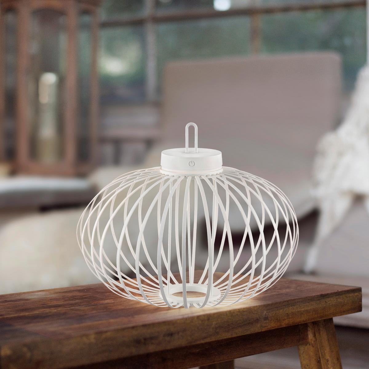 Akku-Tischleuchte Akuba Weiß max. 1,5 Watt - Weiß, Basics, Holz/Kunststoff (46/46/37cm)