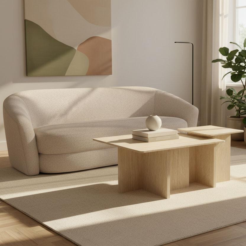 SOFFA ISABEL - svart/cremefärgad, Modern, trä/textil (197/72/86cm) - Bessagi Home