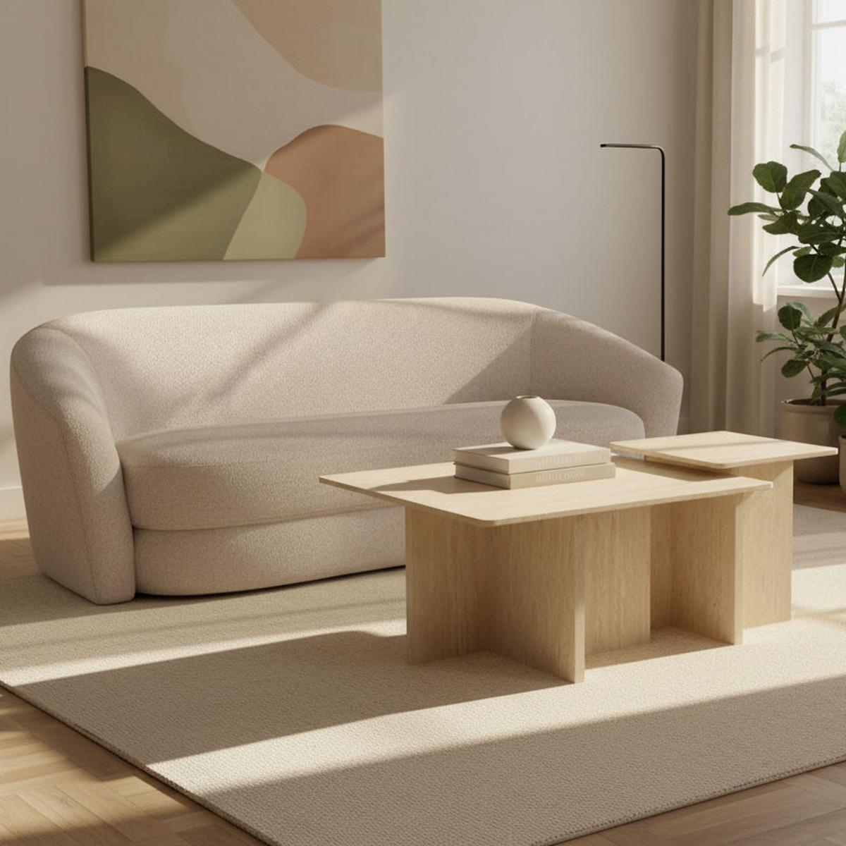 Sofa Isabel Creme Webstoff - Creme/Schwarz, MODERN, Holz/Kunststoff (197/72/86cm) - Bessagi Home