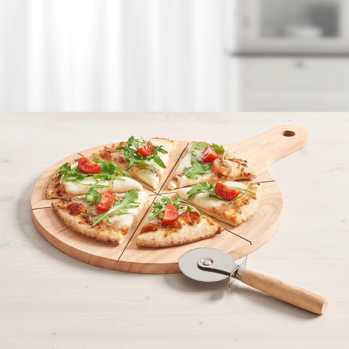 Pizzaszett Salvatore - natúr színű, Modern, fa/fém (32cm) - Zandiara