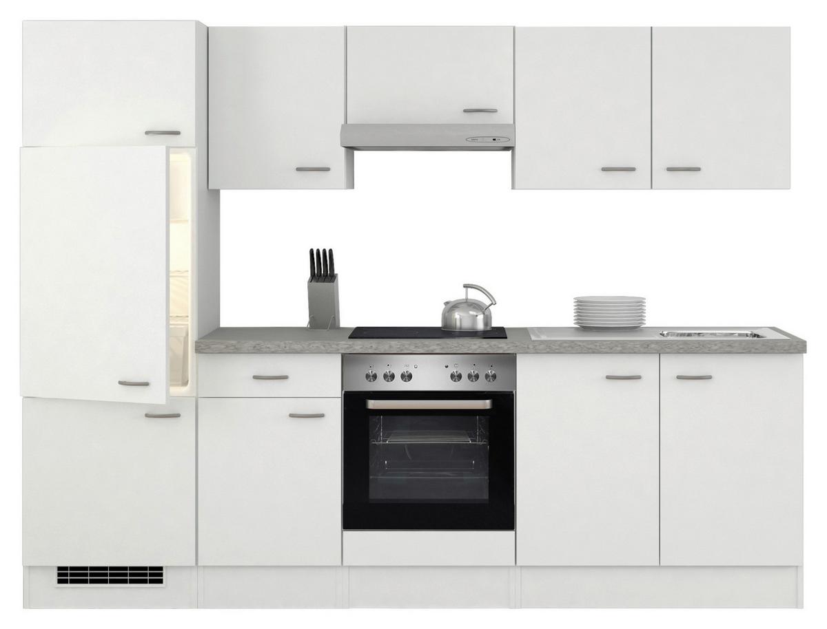Küchenblock "Wito" , Weiß - Edelstahlfarben/Hellgrau, KONVENTIONELL, Holzwerkstoff/Kunststoff (270cm) - FlexWell