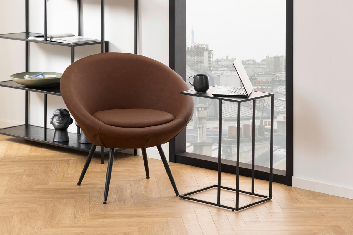 Masă auxiliară INFINITY - negru, Design, metal/material pe bază de lemn (43/35/63cm) - Modern Living
