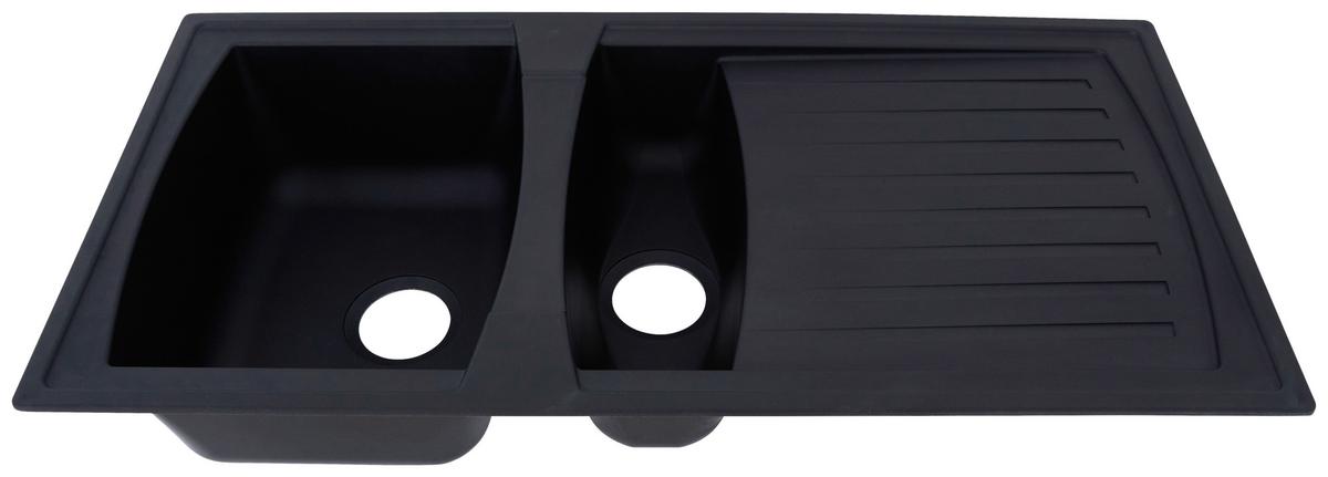 Einbauspüle Boston ca. 100x20x50 cm Schwarz - Schwarz, Trend, Glas/Kunststoff (100/20/50cm) - Respekta