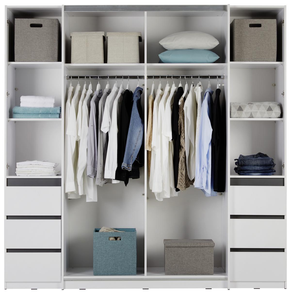 Kleiderschrank mit Wechselbauchbinde - Weiss/Anthrazit, Konventionell, Holzwerkstoff/Metall (215/215/62cm) - Mömax