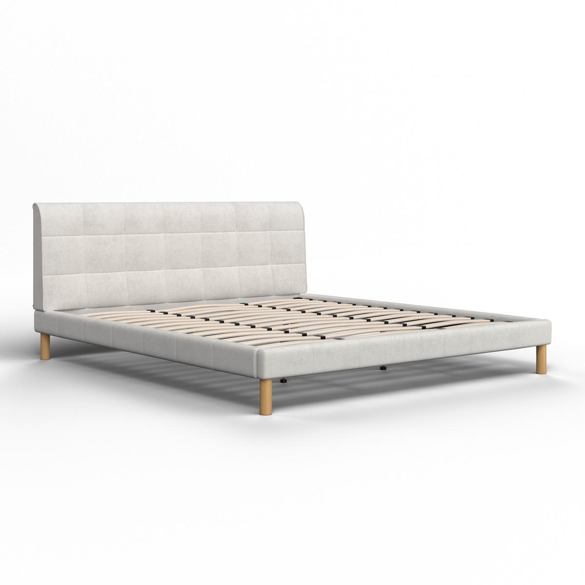 Oblazinjena Postelja Mara - naravne barve/bež, Moderno, kovina/tekstil (180/200cm) - Bessagi Home