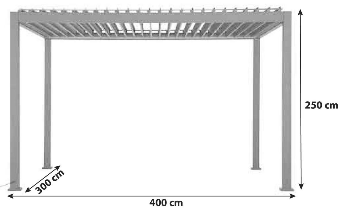 Pergola Mirador Deluxe Anthrazit m.LED ca. 400x300 cm - Anthrazit, LIFESTYLE, Metall (400/300/250cm) - Gardenson