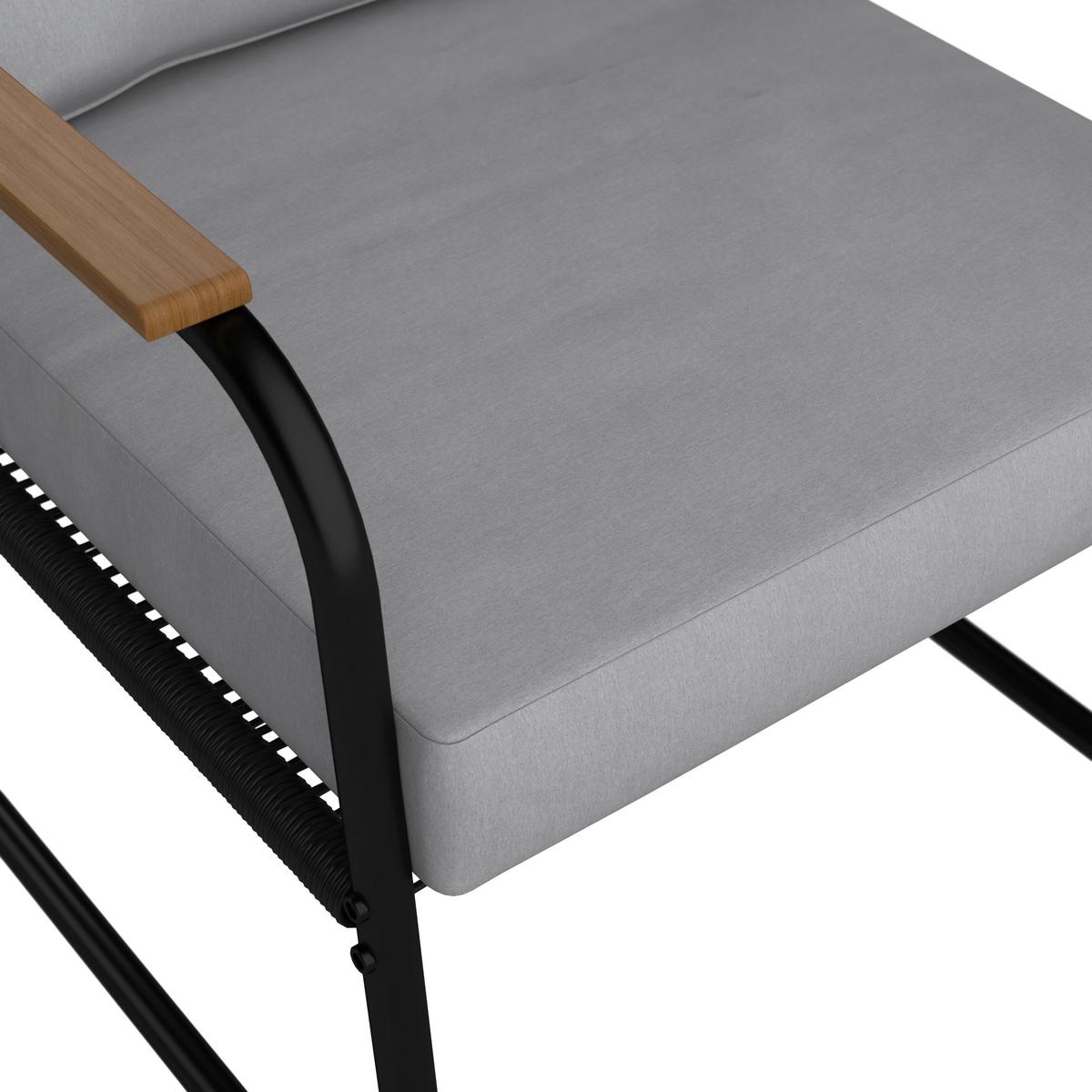 Lounge Garnitura Elly, Siva, Naravna, Črna, 4-Delno - siva/črna, Moderno, kovina/umetna masa (116/77/71cm) - Bessagi Garden