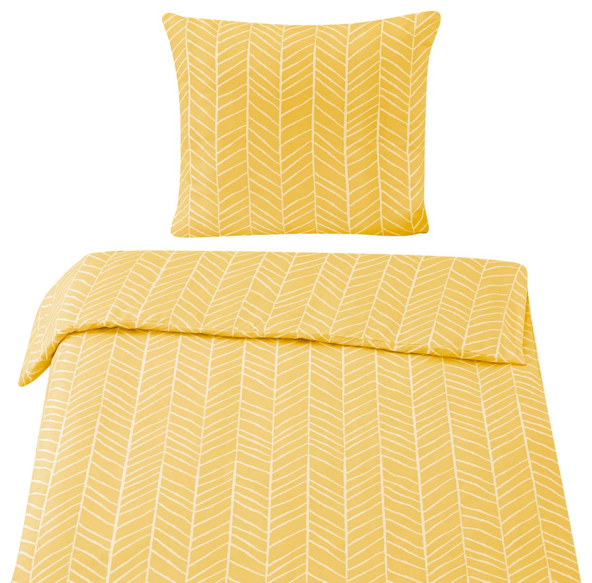 Ágyneműhuzat-garnitúra Marble - sárga, Konventionell, textil (140/200cm) - Modern Living