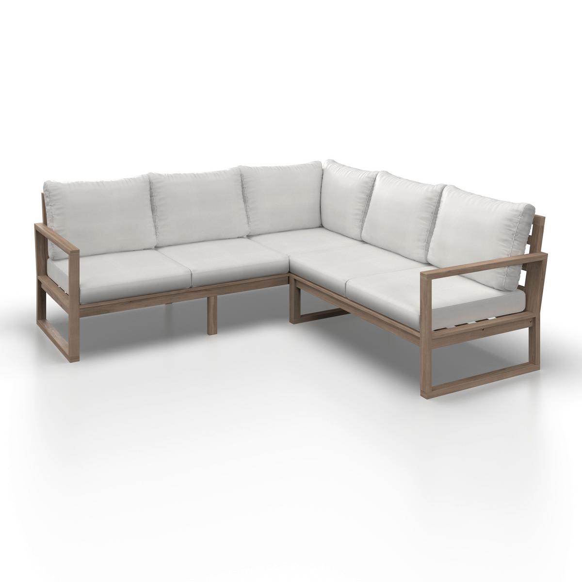 Dining-Loungeset Anouk Creme Holz/Outdoorstoff - Creme/Grauweiß, MODERN, Holz/Textil (194/67/71cm) - Bessagi Garden