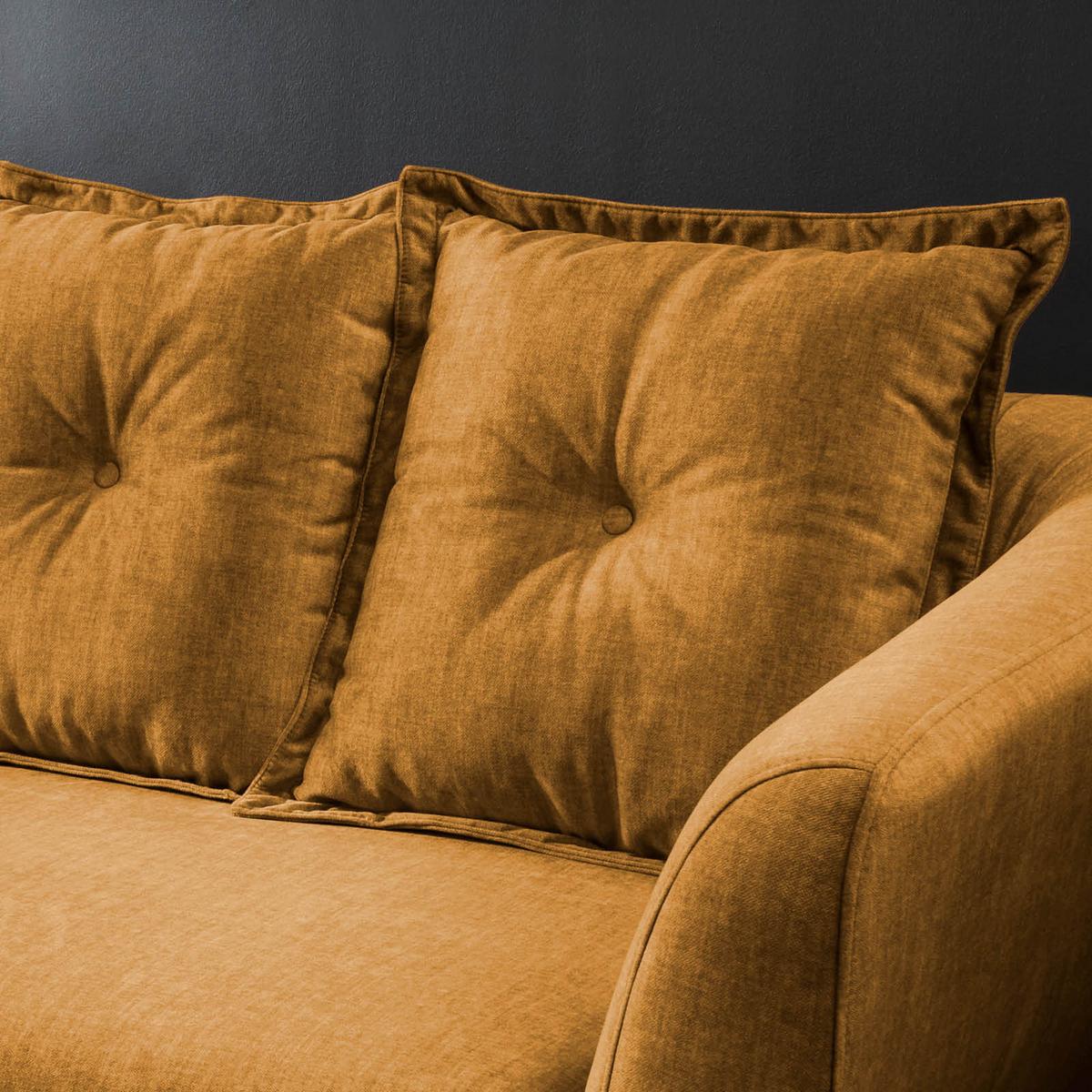 3-Sitzer-Sofa Baggio Gelb Velours - Gelb/Buchefarben, MODERN, Holz/Textil (236/94/103cm) - Livetastic