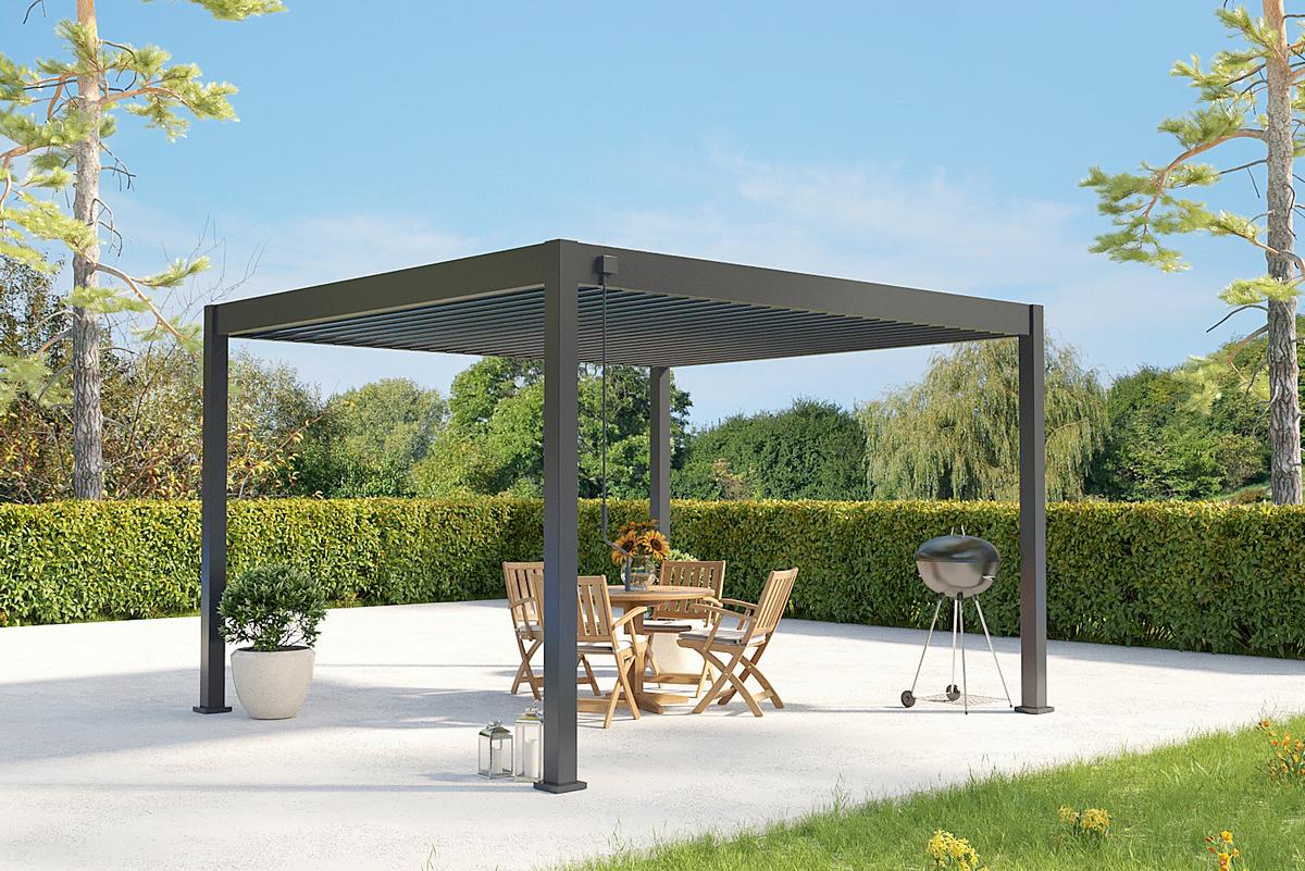 Pergola Superior, Antracit, 3,6x4m - barve grafita, Basics, kovina (360/255/400cm) - Gardenson
