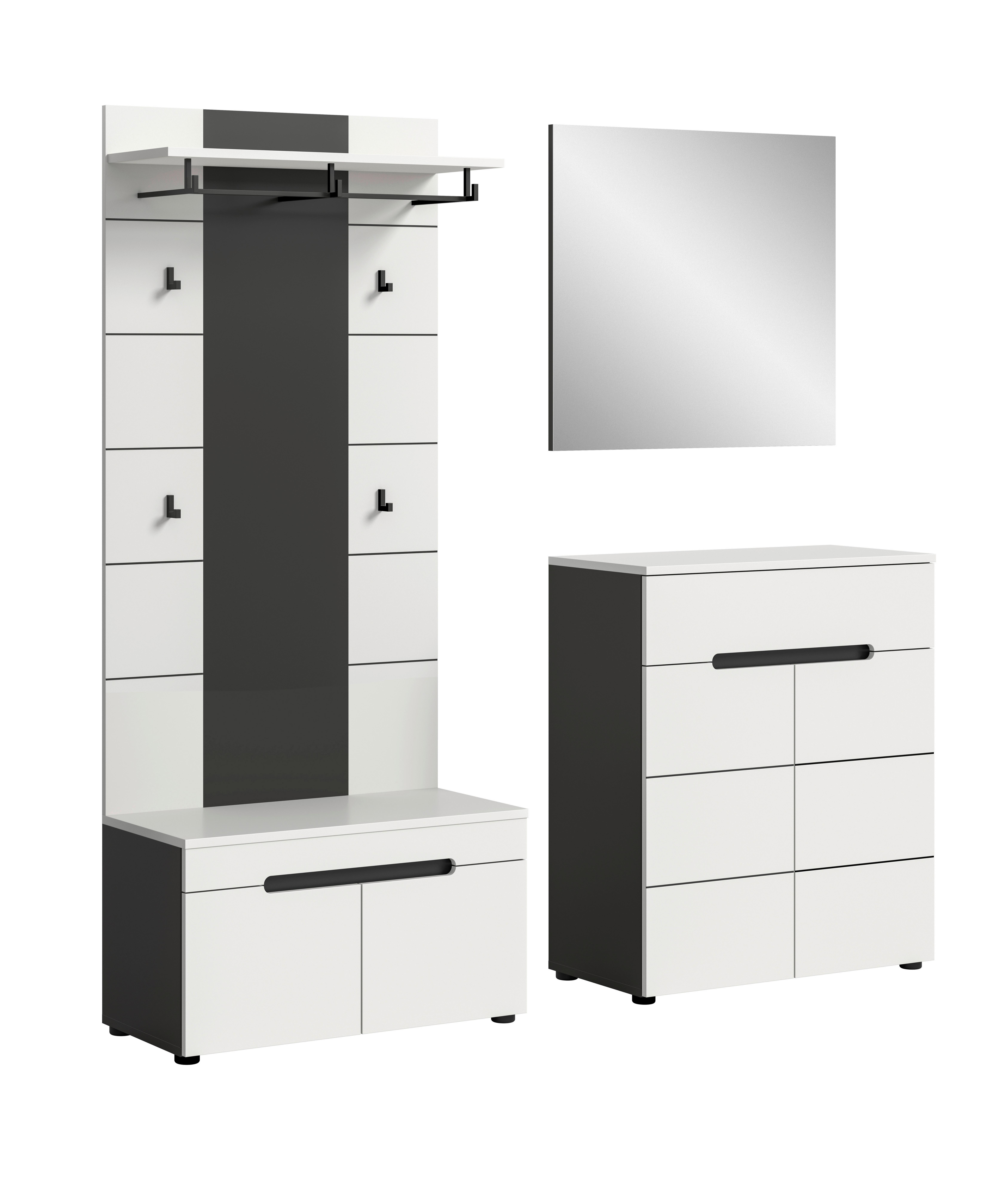 Predsoba Canu, Bela, Siva, 4-Delna - siva/bela, Design, leseni material (175/190/37cm) - Livetastic