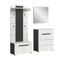 Predsoba Canu, Bela, Siva, 4-Delna - siva/bela, Design, leseni material (175/190/37cm) - Livetastic