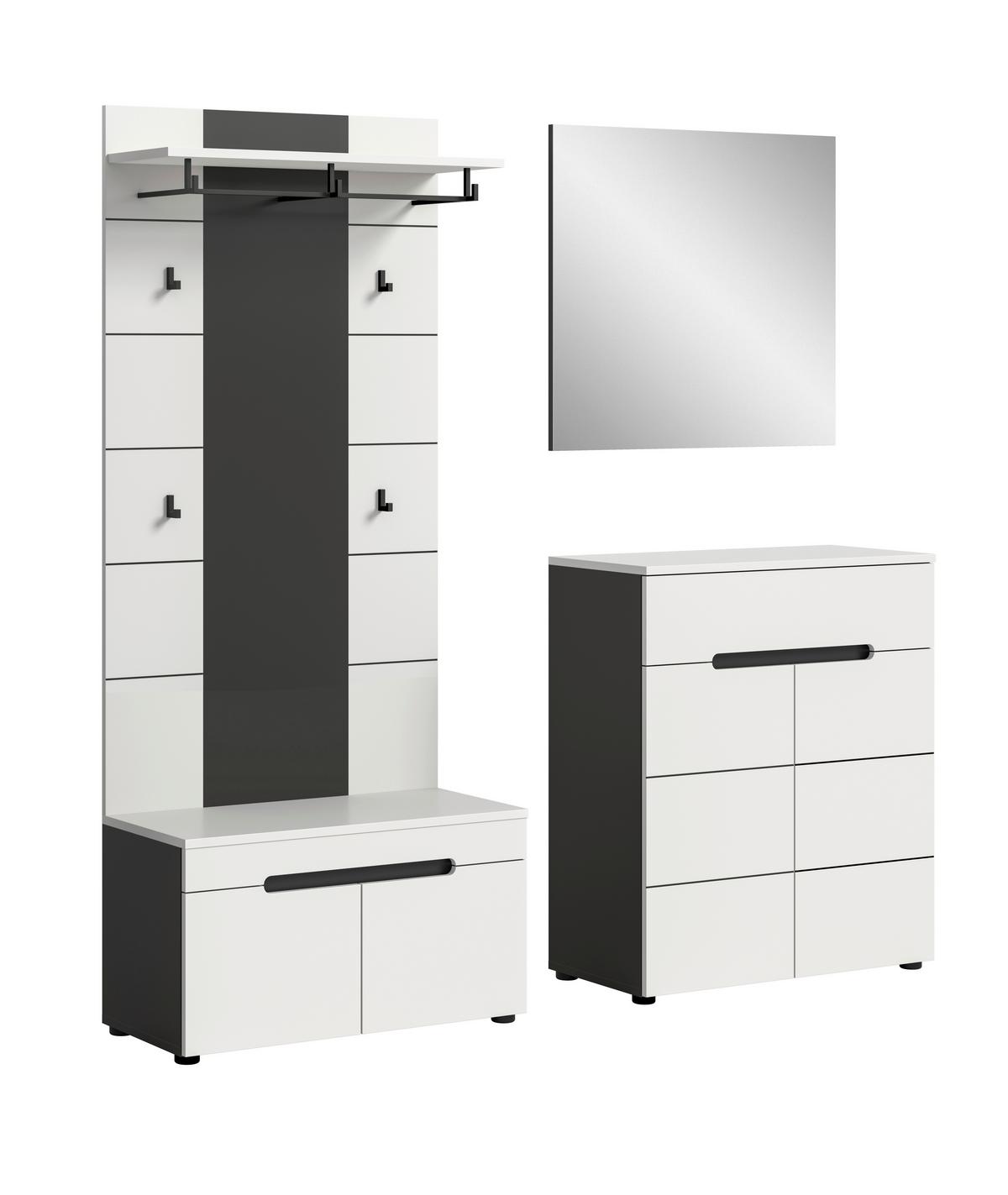 Predsoba Canu, Bela, Siva, 4-Delna - siva/bela, Design, leseni material (175/190/37cm) - Livetastic