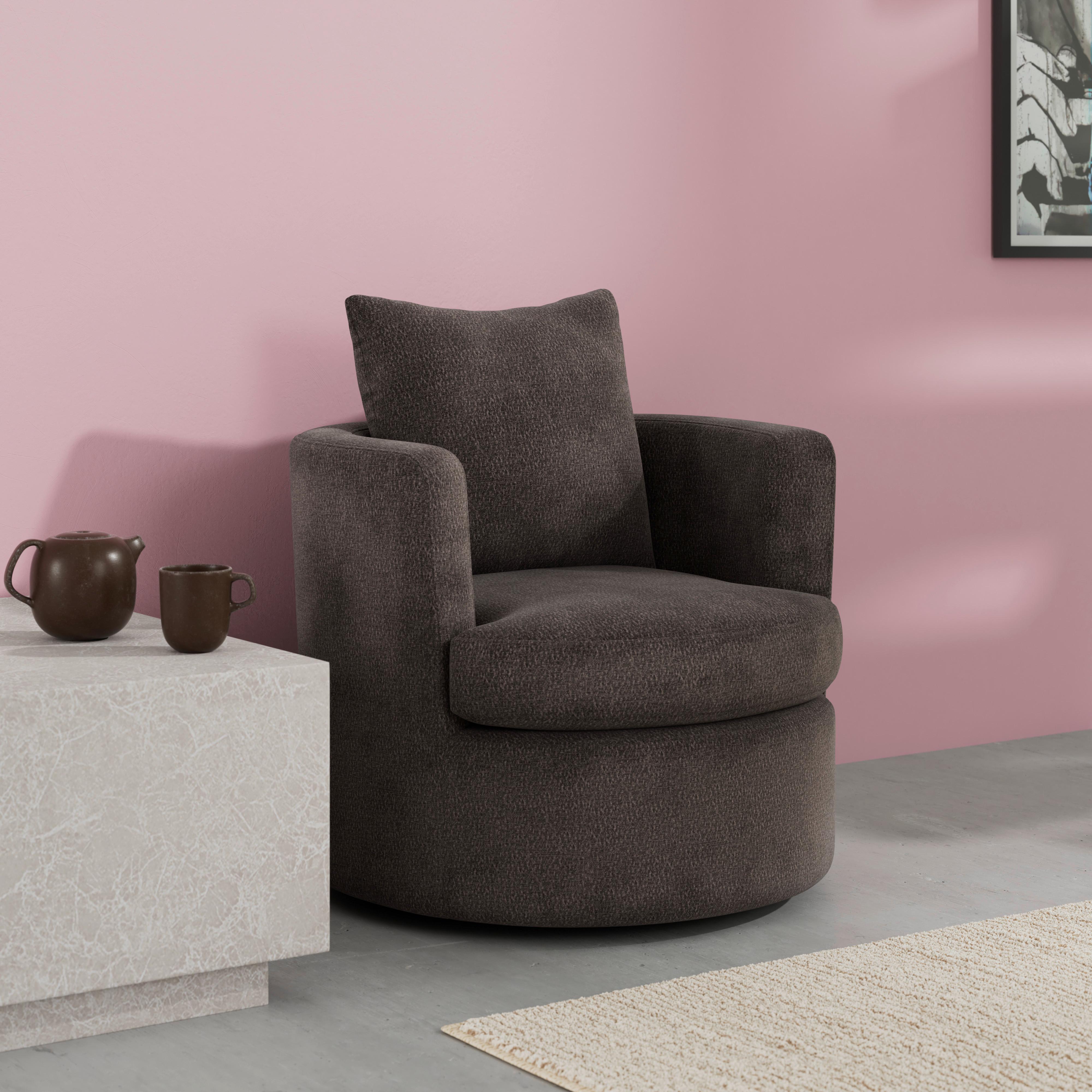 Sessel Marieta Chenille Braun - Schwarz/Braun, MODERN, Holz/Textil (76/84/78cm)