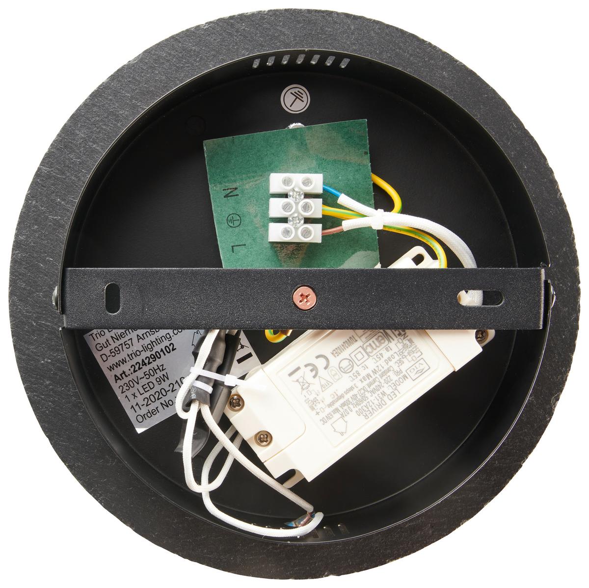 KINKIET LED 224290102 RAVEN - czarny/kolor łupkowy, Basics, kamień (20/8cm) - Trio Leuchten