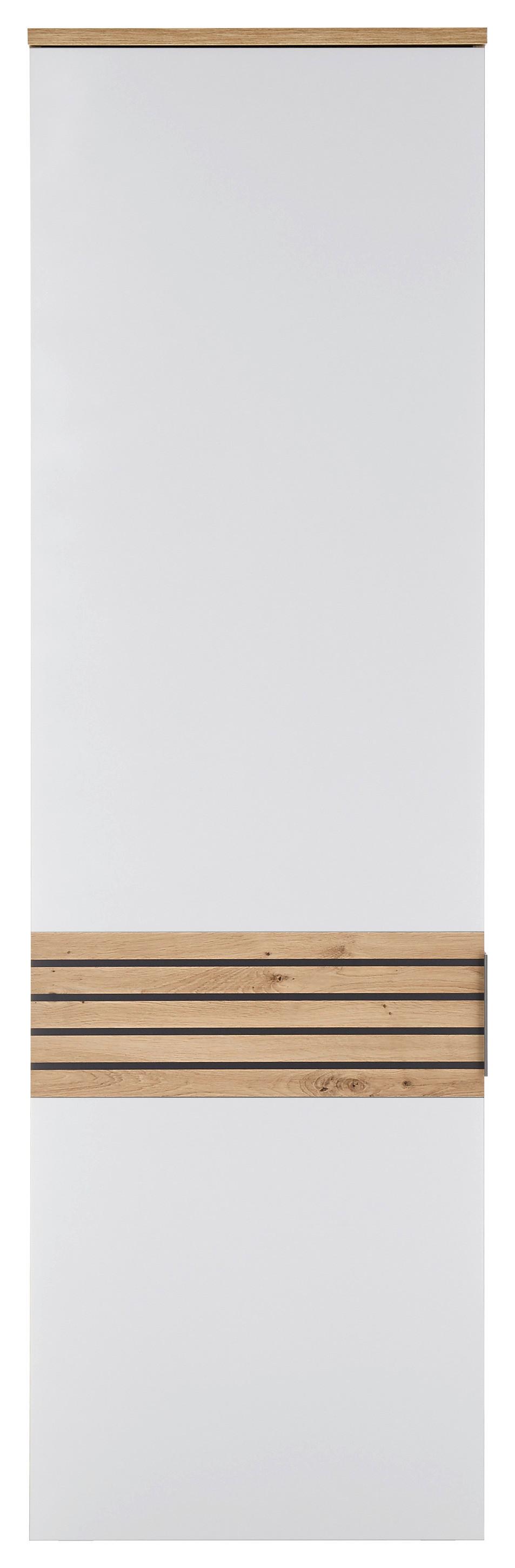 Garderobna Omara Milan, Bela, Hrast Artisan - srebrne barve/temno siva, Design, umetna masa/leseni material (60/200/38cm) - MID.YOU