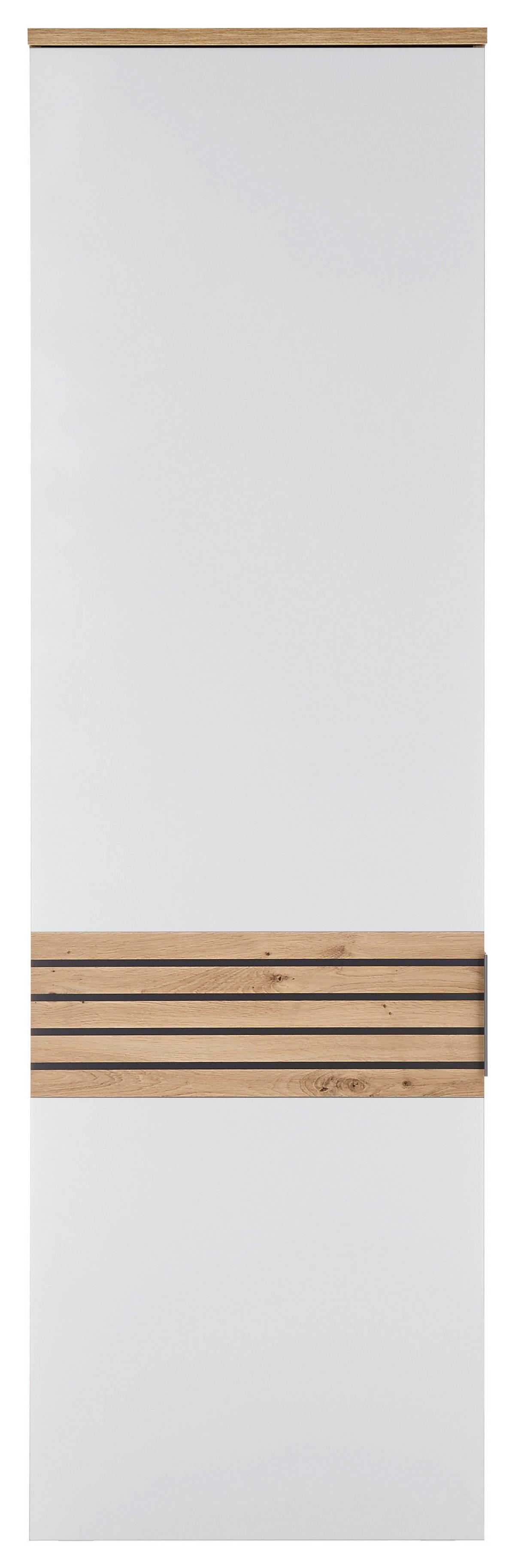 Garderobna Omara Milan, Bela, Hrast Artisan - srebrne barve/temno siva, Design, umetna masa/leseni material (60/200/38cm) - MID.YOU
