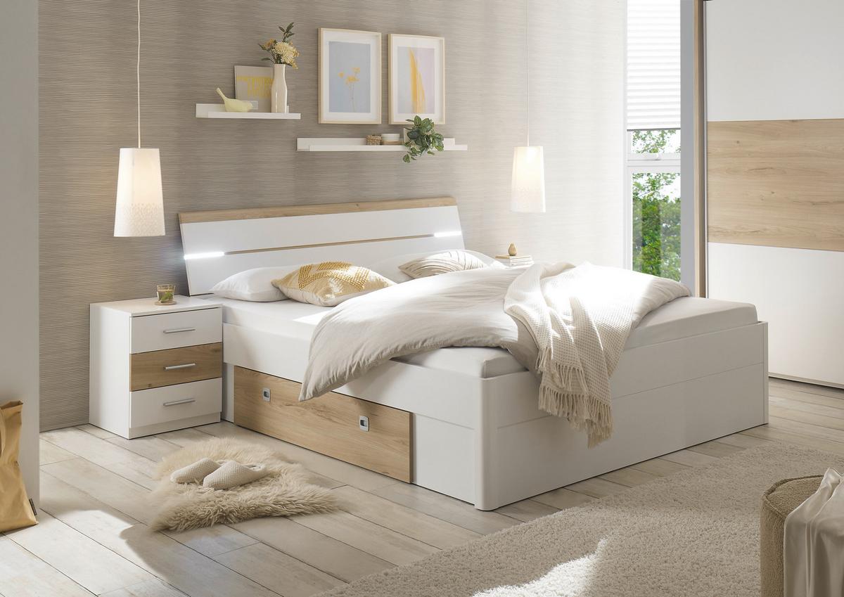 SYPIALNIA KIARA - kolor dębowy/biały, Modern, materiał drewnopochodny - Livetastic
