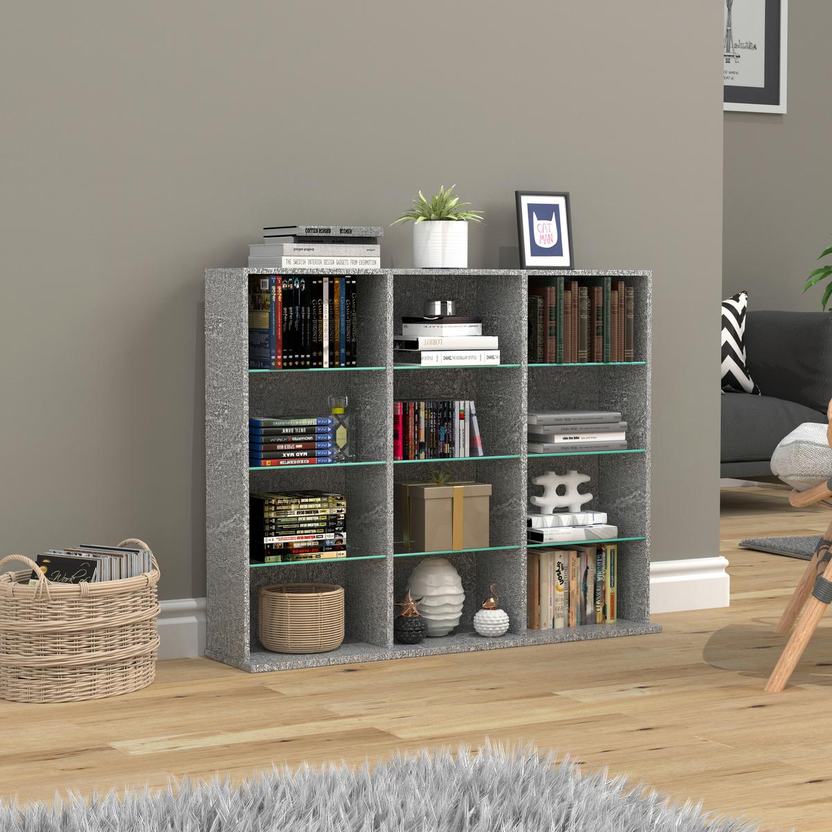 REGAL ZILAS L - Grau, Design, Glas/Holzwerkstoff (102/82/23cm) - MID.YOU