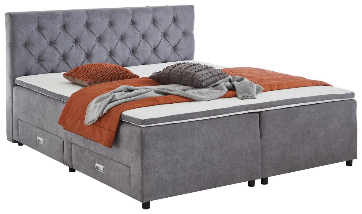 ŁÓŻKO SKRZYNIOWE LARA 160 - szary, Modern, tworzywo sztuczne/tkanina (160/200cm) - MID.YOU