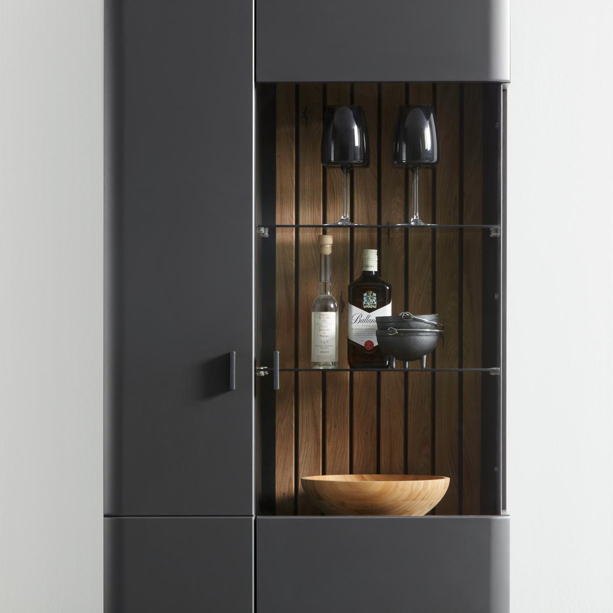 Vitrine Carreto Grau - Anthrazit/Grau, Modern, Glas/Holzwerkstoff (80/191/38cm) - Premium Living