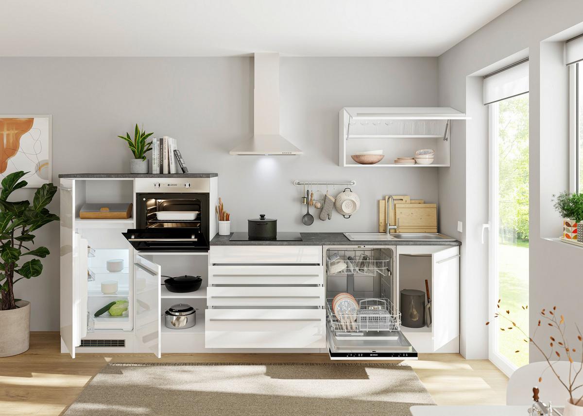 Moderen Kuhinjski Blok Brez Aparatov Welcome Jazz, Bela - bela/visoki sijaj, Konvencionalno, leseni material (320cm) - Modern Living