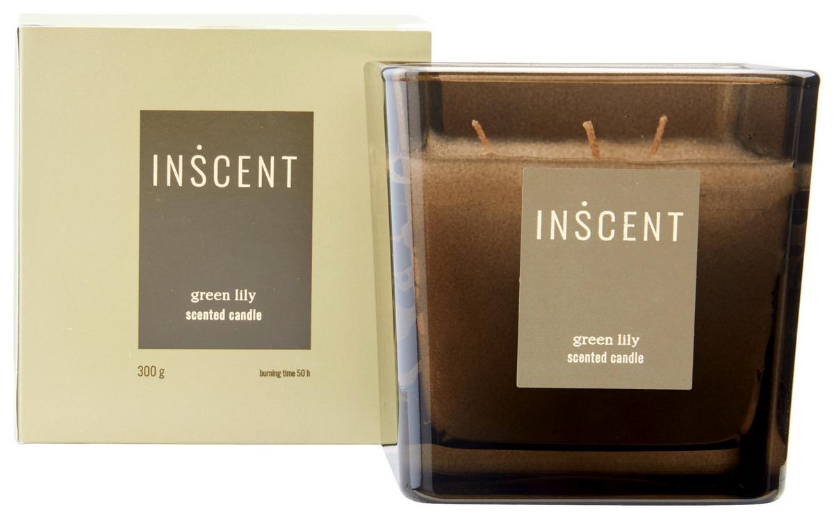 DUFTKERZE GREEN LILY - Klar/Dunkelgrün, Design, Glas (10/10/10cm) - Inscent