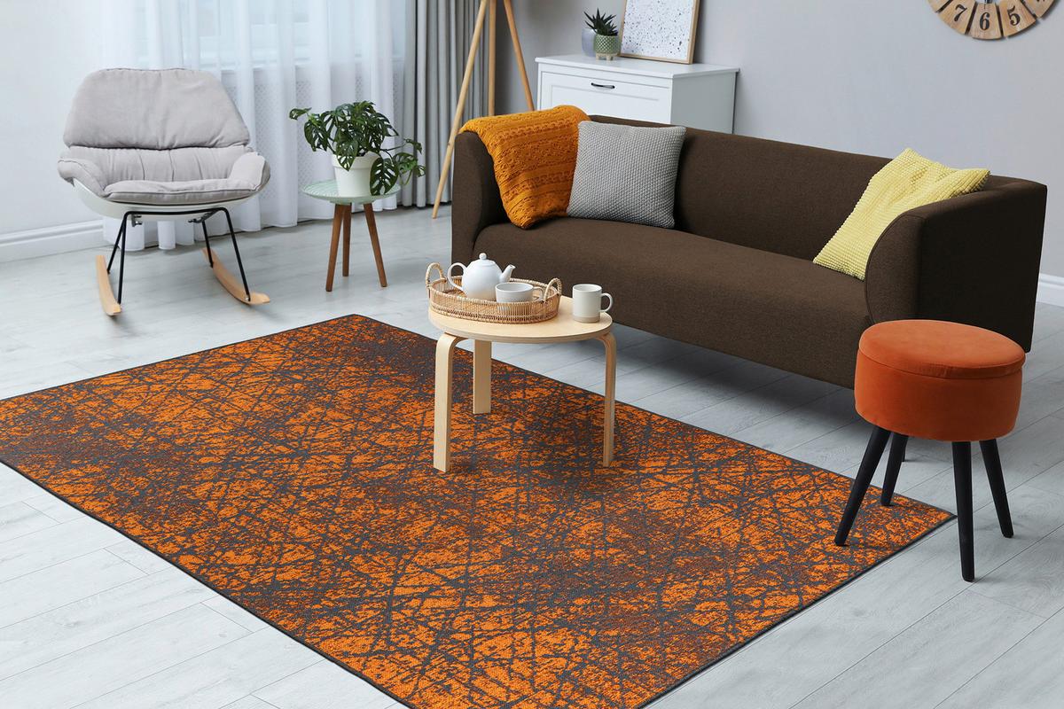Flachwebeteppich Kalevi 200 - Orange, Konventionell, Textil (80/150cm) - Kayoom