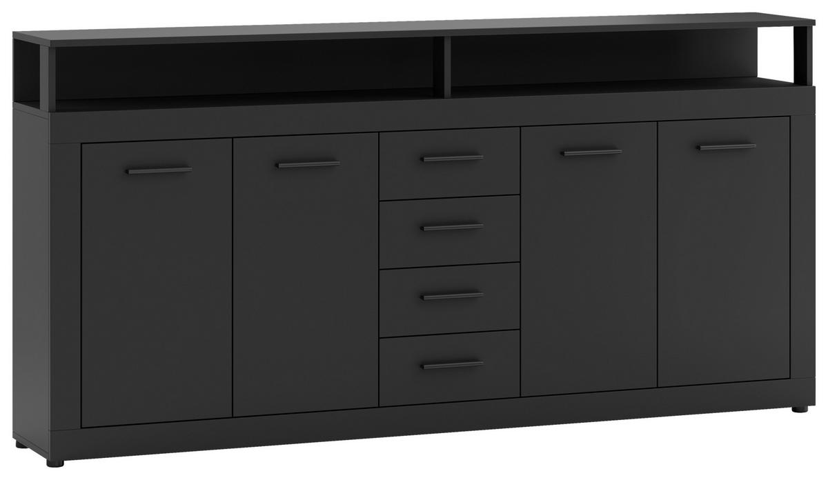 Široka Komoda Lupo, Antracit - antracit, Design, umetna masa/leseni material (190/96/32cm) - MID.YOU