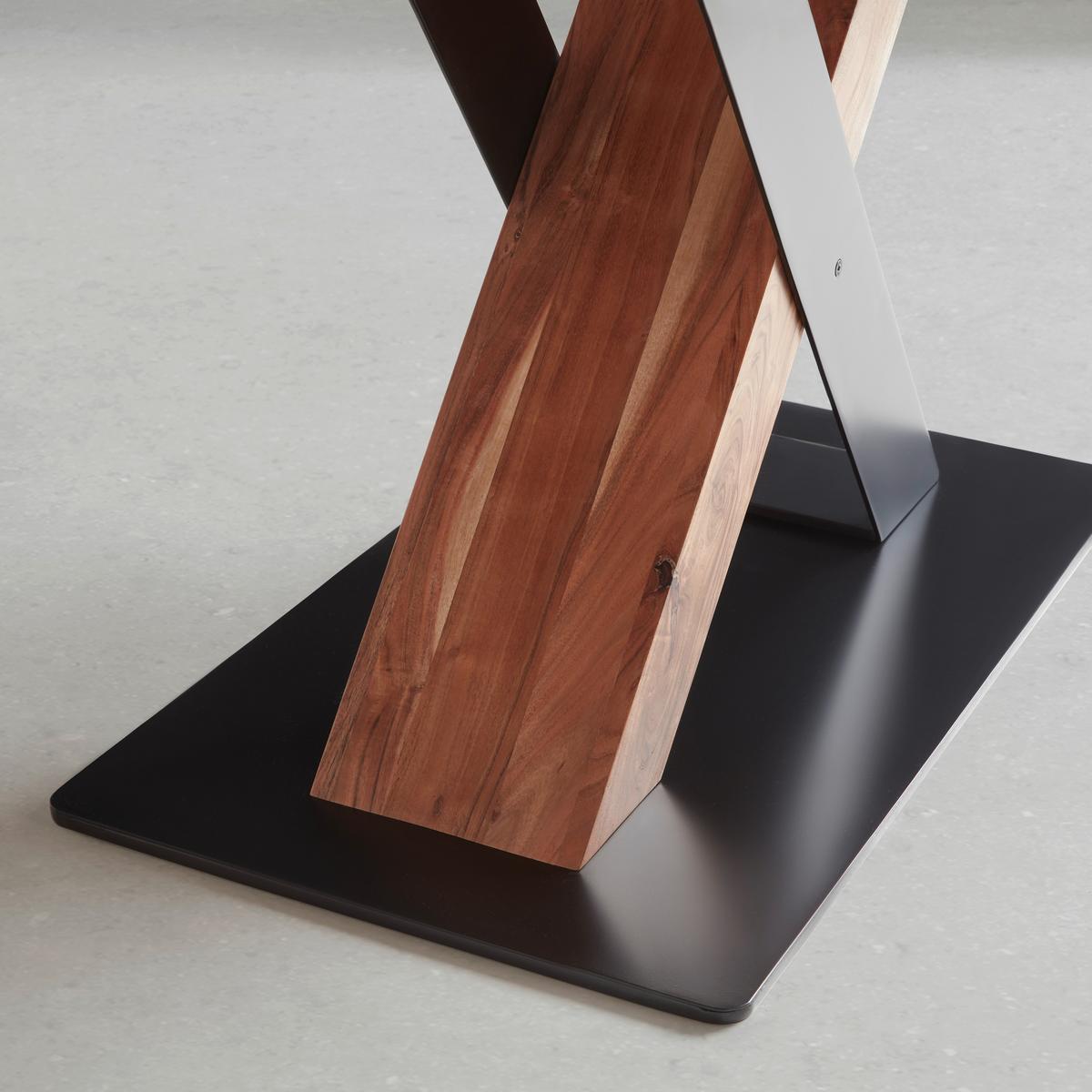 Esstisch Blade in Schwarz/Akaziefarben - Schwarz/Akaziefarben, Modern, Holz/Metall (160/90/76cm) - Zandiara