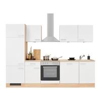 Küchenblock Lexa ohne Geräte Weiß/Eichefarben - Eichefarben/Alufarben, MODERN, Holzwerkstoff/Kunststoff (270cm) - Based