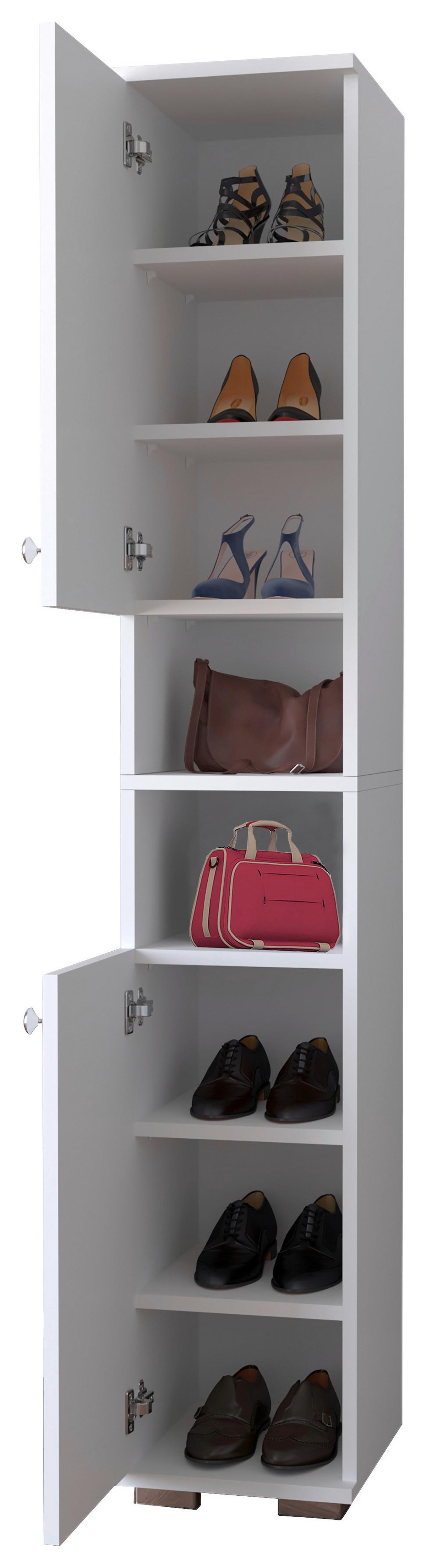 Schuhschrank GADOS Weiß ca. 30x178x33 cm - Anthrazit/Alufarben, MODERN, Holzwerkstoff/Kunststoff (30/178/33cm) - MID.YOU