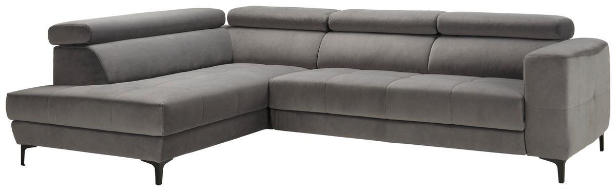 Wohnlandschaft Emma links Grau - Schwarz/Grau, MODERN, Textil (210/47/301cm) - Premium Living