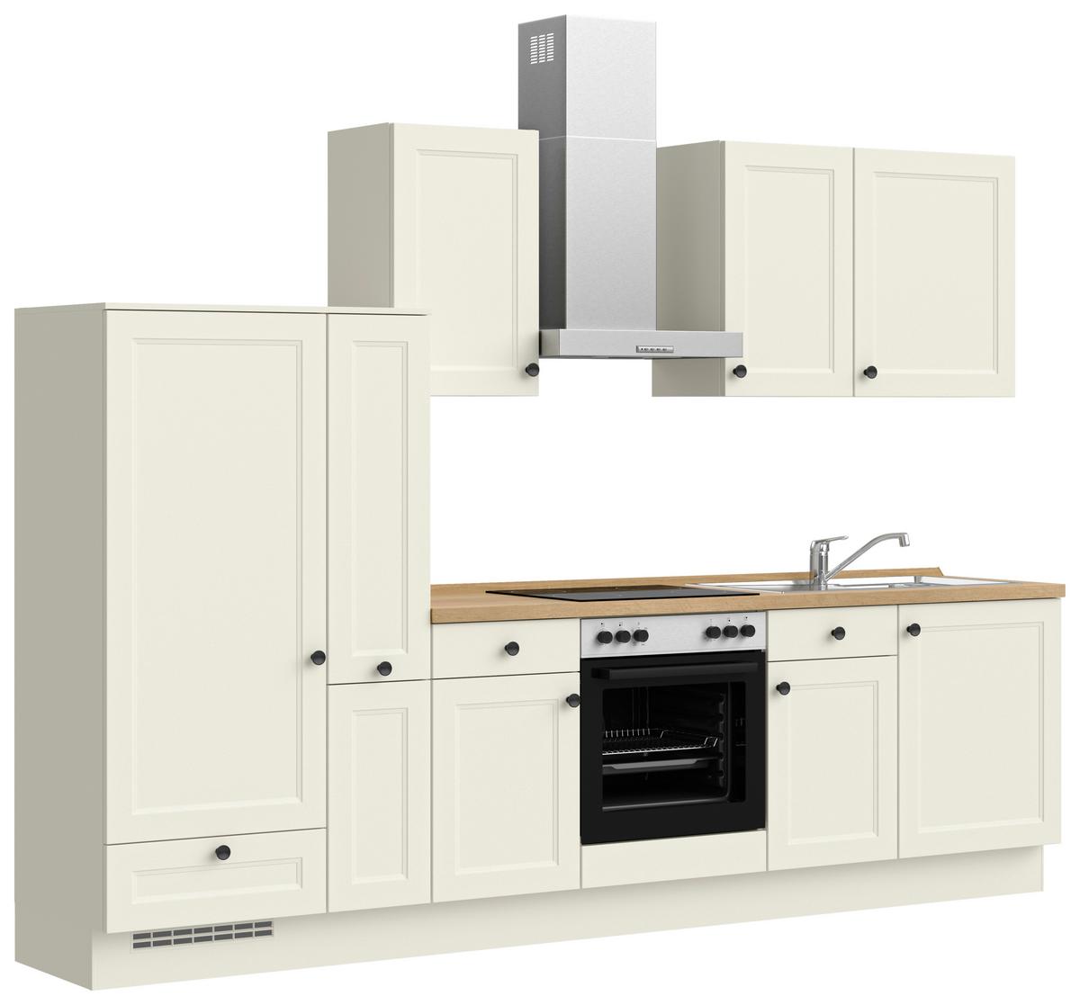 Küchenblock Cascada Low m. Geräten Weiß - Eichefarben/Schwarz, MODERN, Holzwerkstoff/Metall (300cm) - Nobilia