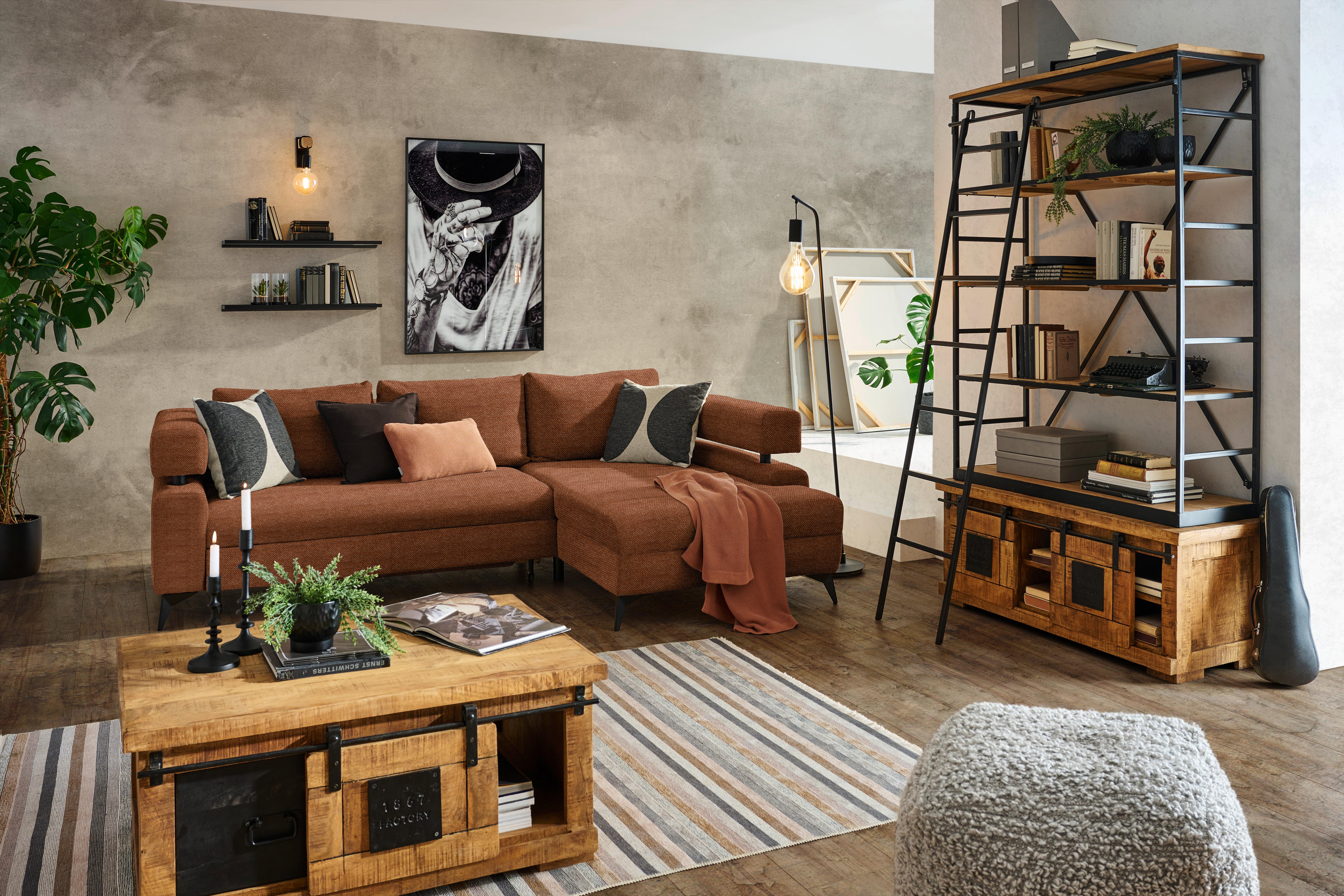 Kutna Garnitura Rosalie - konjak/crna, Konvencionalno, tekstil/metal (265/184cm) - Modern Living