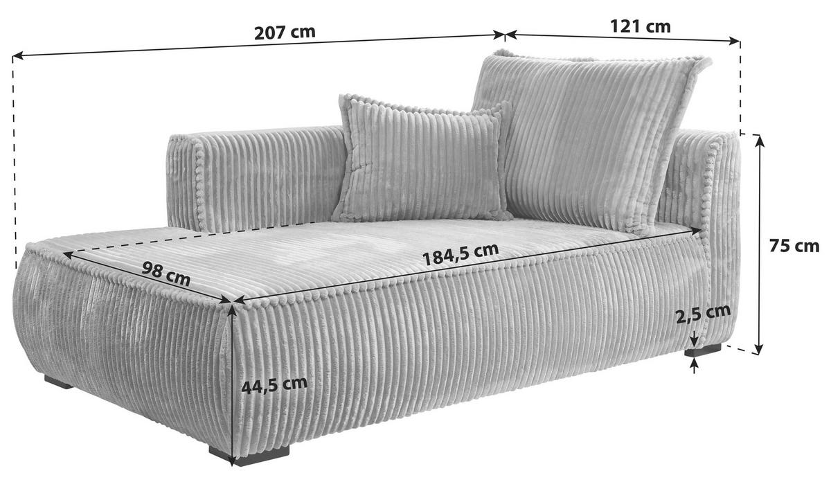 REKAMIERA MODENA - beżowy/czarny, Design, tkanina/drewno (207/75/121cm) - MID.YOU