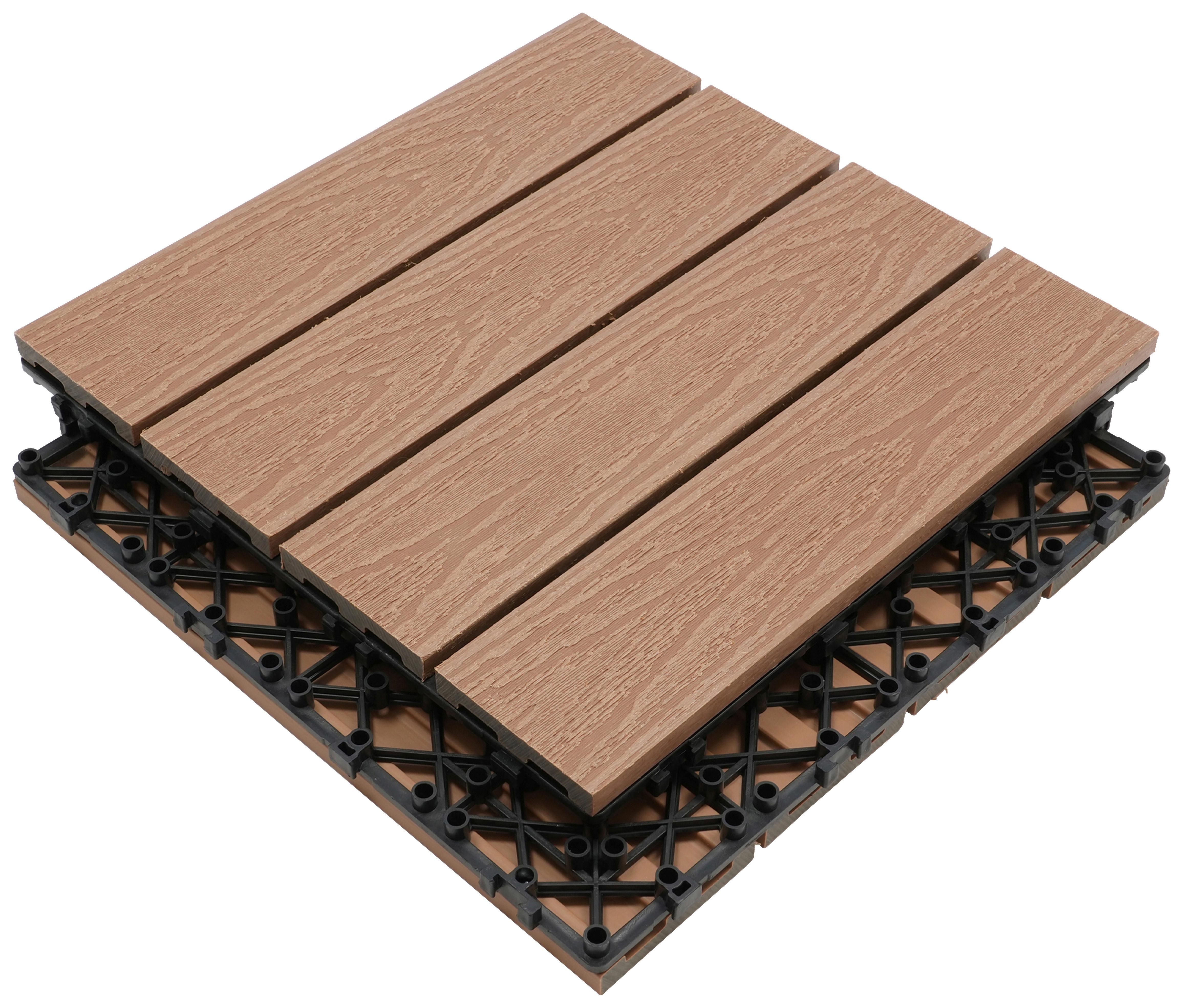 PŁYTKA TARASOWA PREMIUM 11ER SET - kolor drewna tekowego, Konventionell, materiał drewnopochodny (30/30/2,1cm) - Ambia Garden